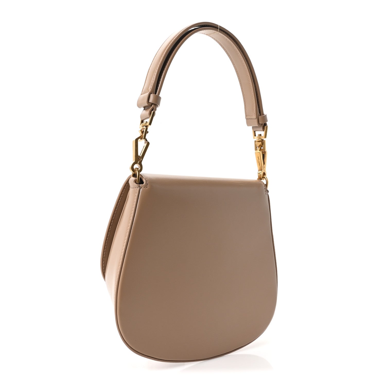 Saint Laurent Box Calfskin Mini Voltaire Top Handle Bag Dark Cork