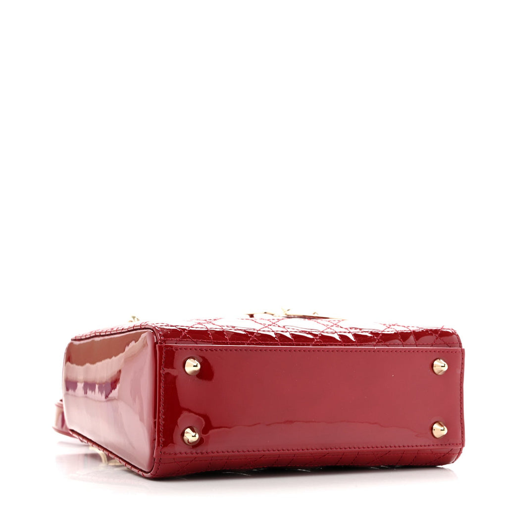 Dior Patent Cannage Small Lady Dior Cherry Red