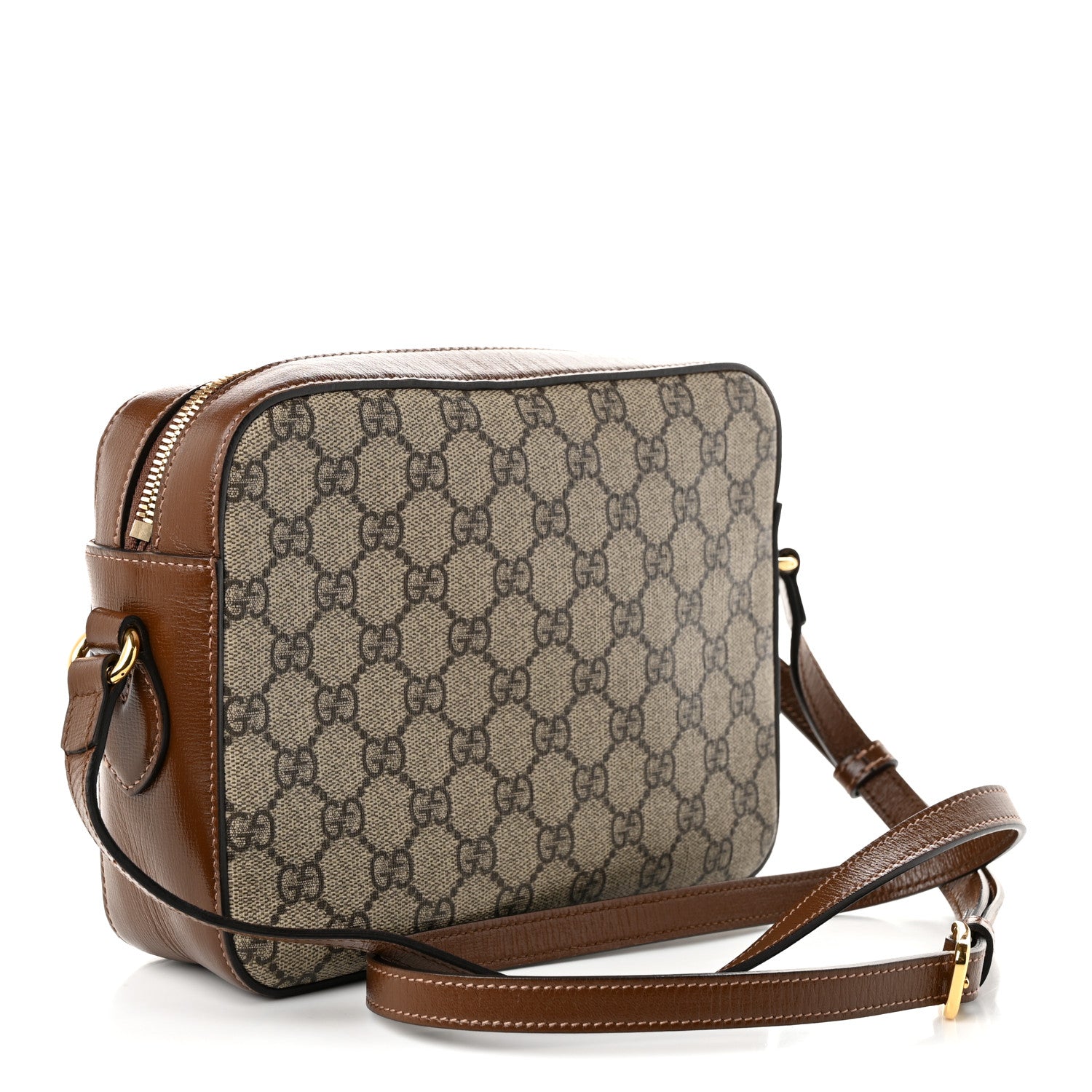 Gucci GG Supreme Monogram Small Horsebit 1955 Shoulder Bag Beige Brown Sugar