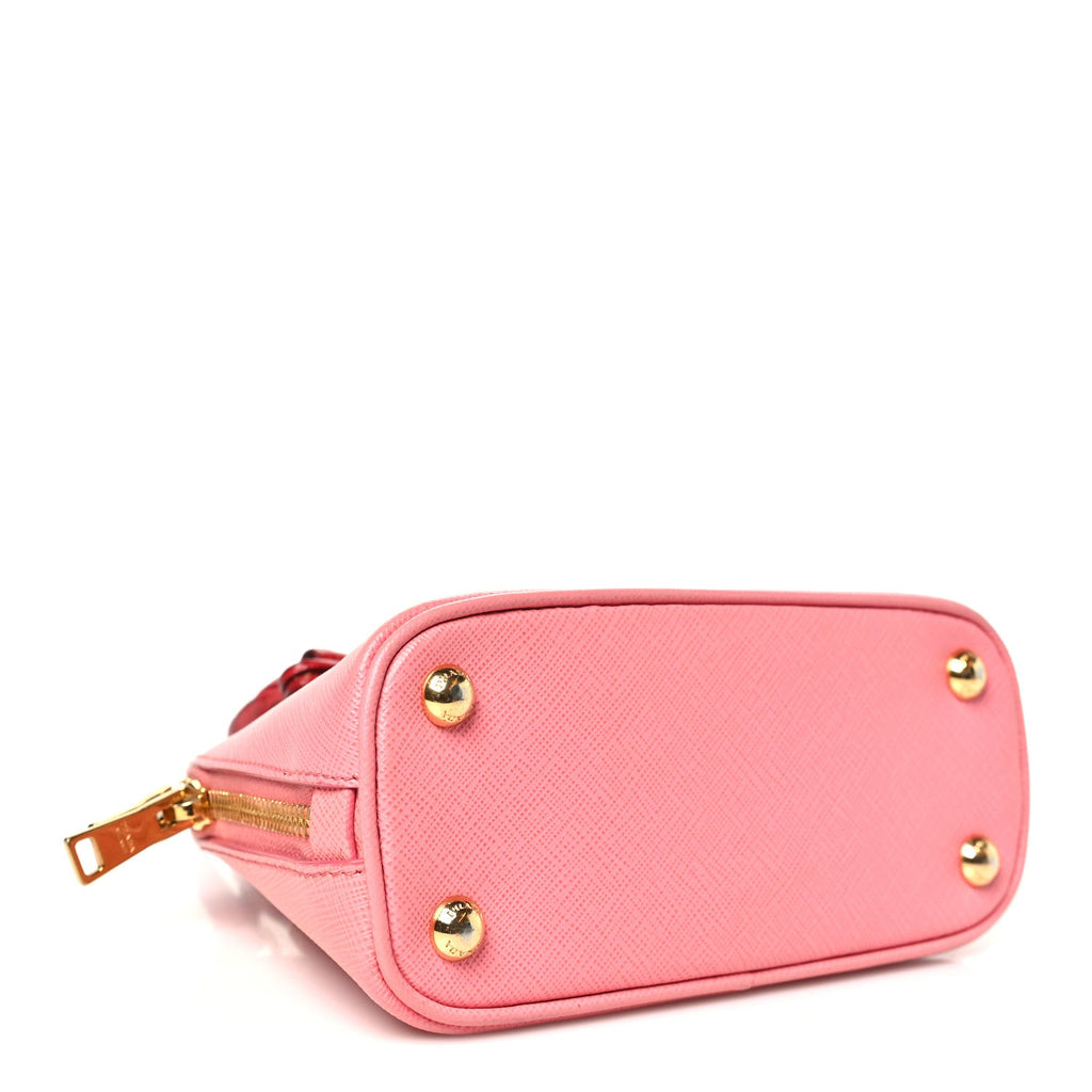 Prada Saffiano Lux Crocodile Mini Promenade Tote Fuoco Begonia