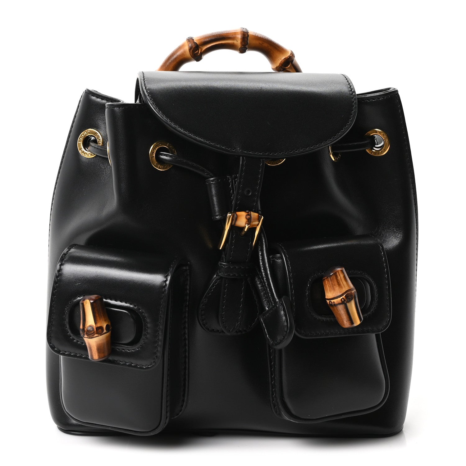 Gucci Calfskin Bamboo Backpack Black