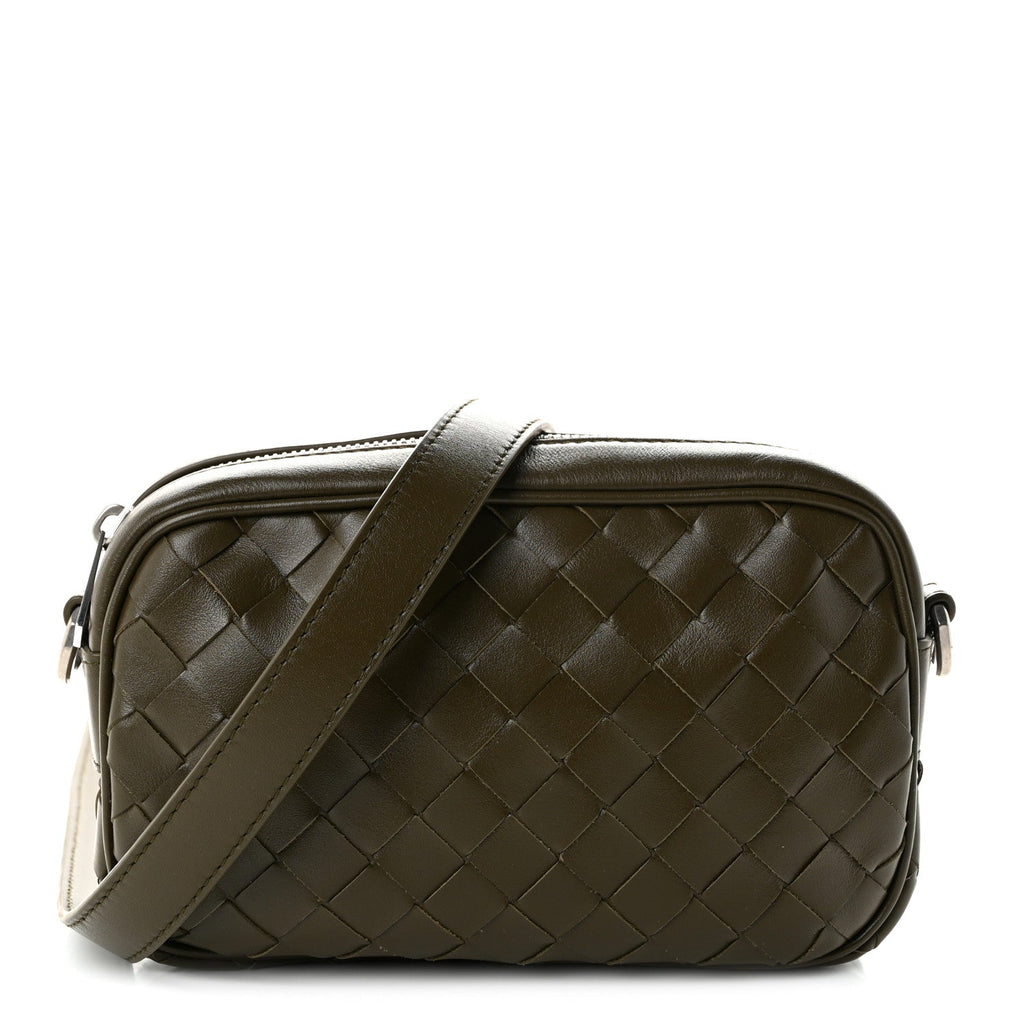 Bottega Veneta Calfskin Intrecciato Small Camera Bag Mud