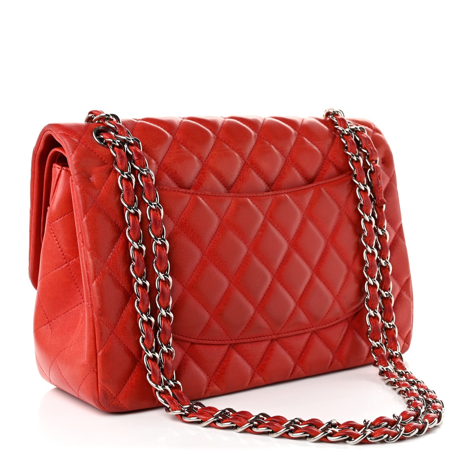 Chanel Lambskin Quilted Jumbo Double Flap Red