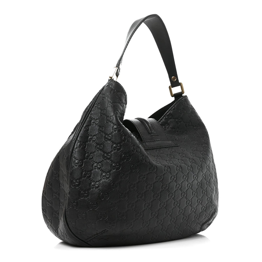 Gucci Guccissima Large New Ladies Web Hobo Black Black