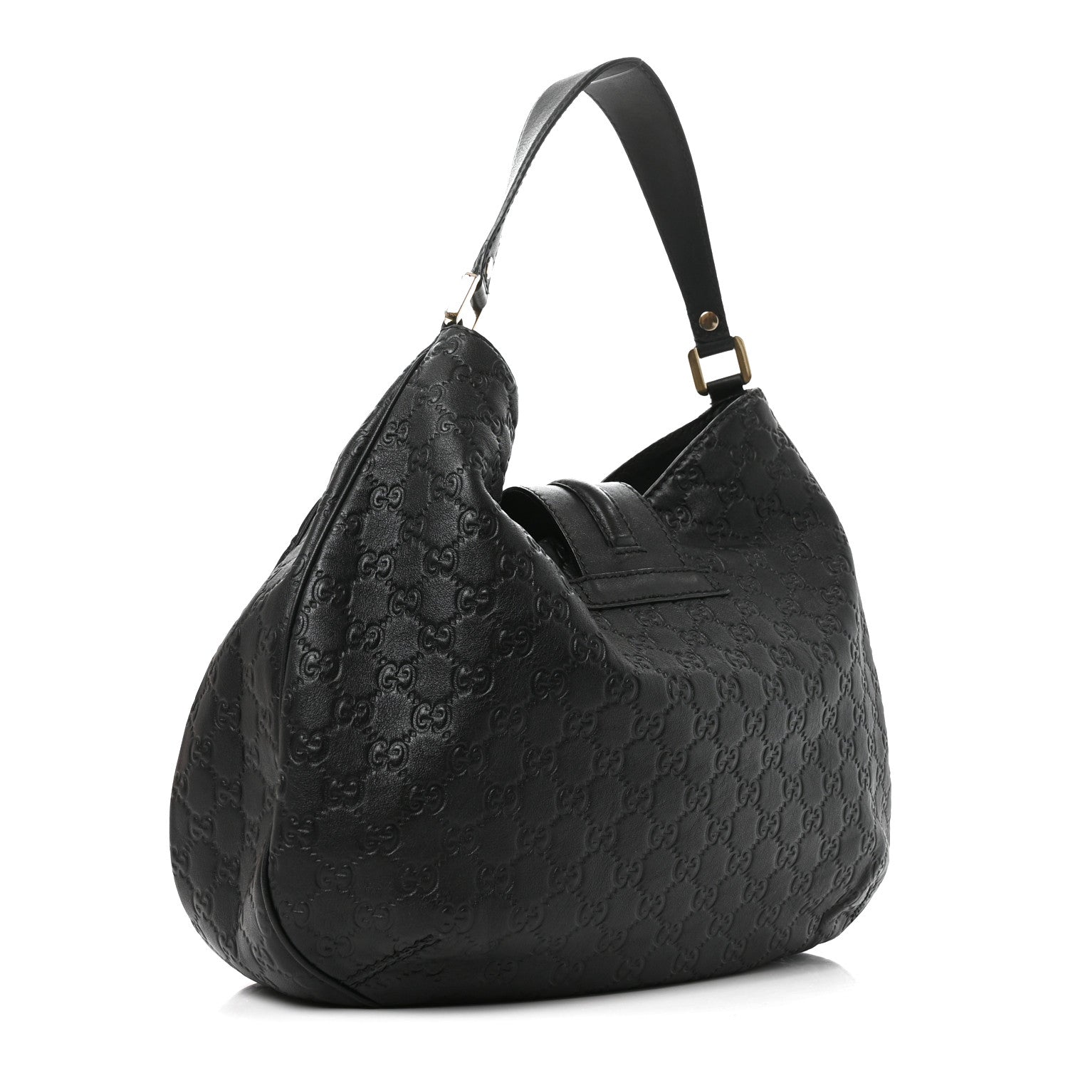 Gucci Guccissima Large New Ladies Web Hobo Black Black