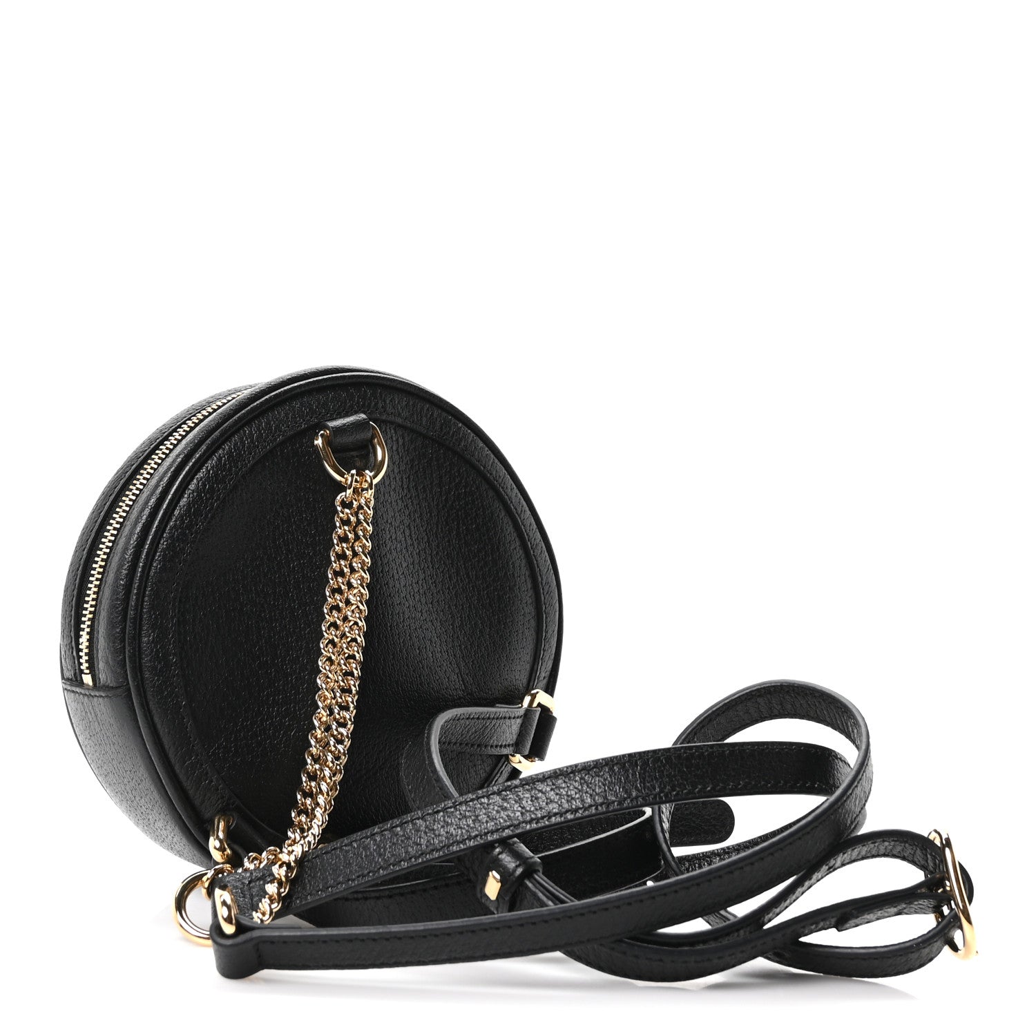 Gucci Grained Calfskin Web Mini Ophidia Round Backpack Black