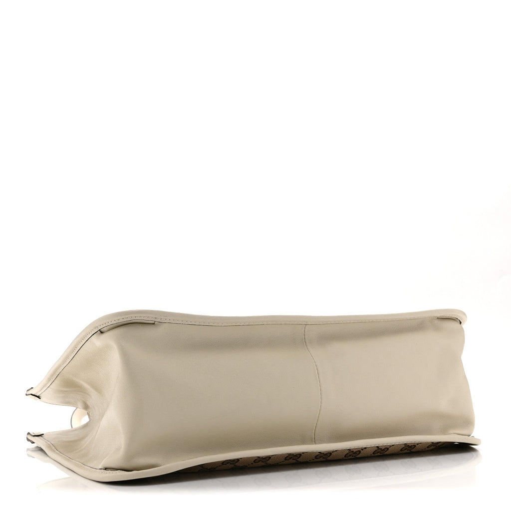 Gucci Monogram New Sakai Calfskin Lux Horsebit 1955 Tote Beige Ebony Mystic White
