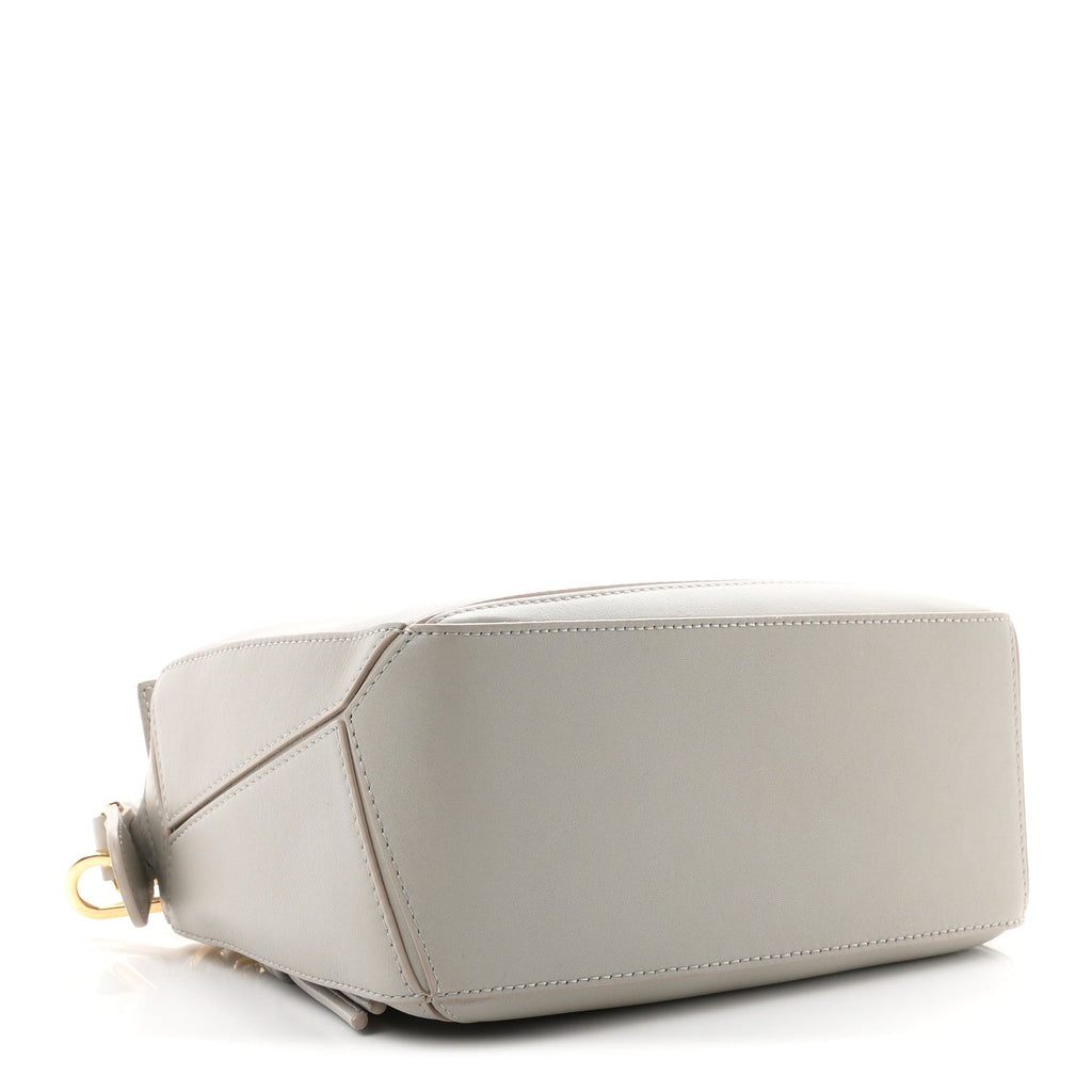 Loewe Calfskin Small Woven Puzzle Bag Shell Grey