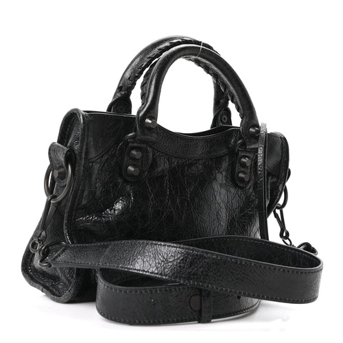 Balenciaga Agneau Arena Classic Hardware Le City Mini Black