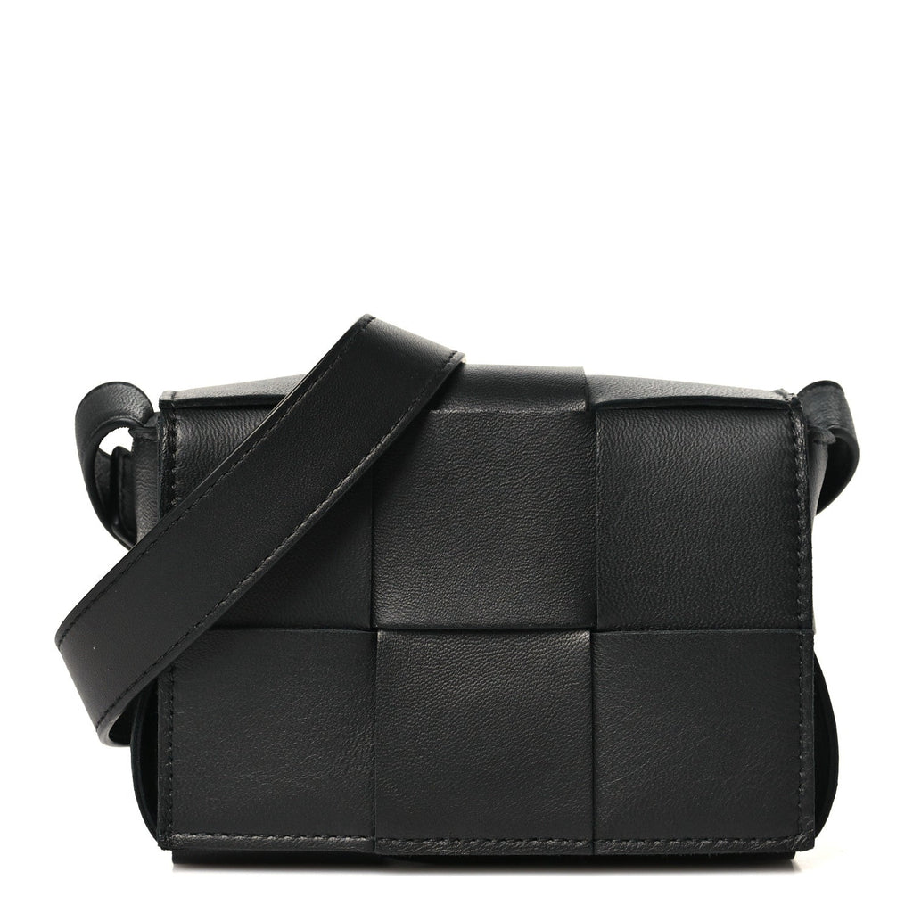 Bottega Veneta Lambskin Maxi Intreccio Candy Cassette Crossbody Bag Black