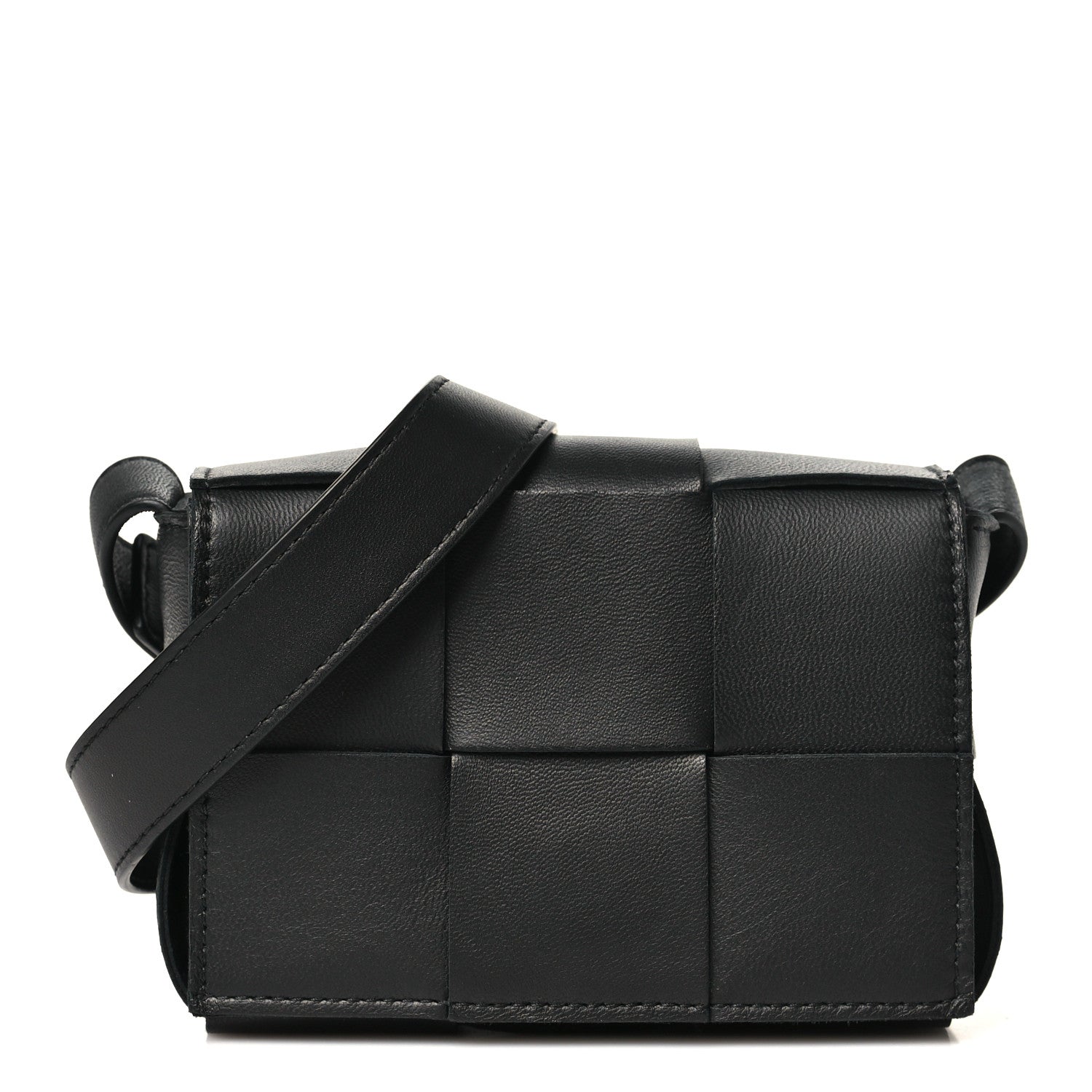 Bottega Veneta Lambskin Maxi Intreccio Candy Cassette Crossbody Bag Black