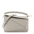 Loewe Calfskin Small Woven Puzzle Bag Shell Grey