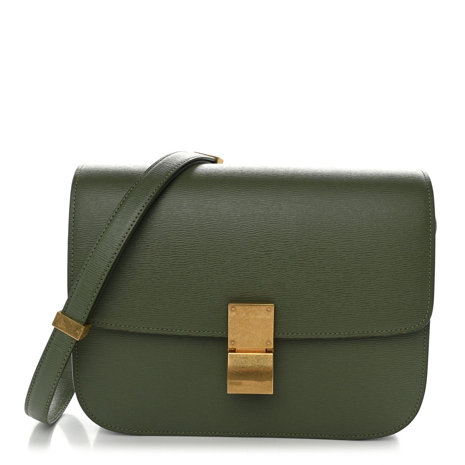 Celine Liege Calfskin Medium Classic Box Flap Bag Light Khaki
