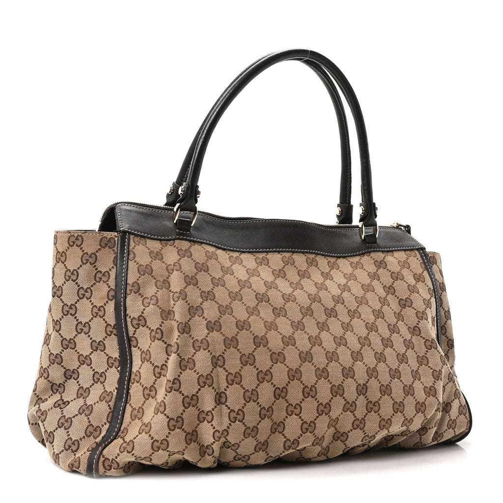 Gucci Monogram D Gold Tote Dark Brown
