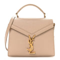 Saint Laurent Grain de Poudre Mini Classic Monogram Cassandra Top Handle Beige