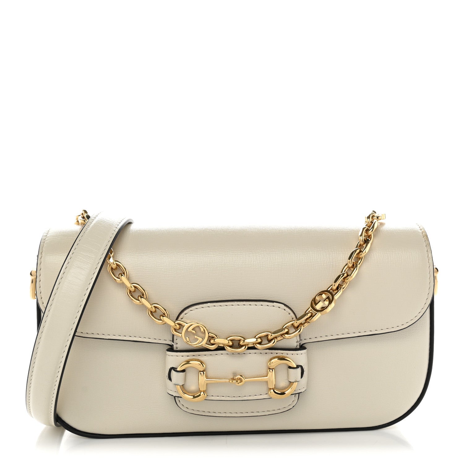 Gucci Azalea Calfskin Small Horsebit 1955 Chain Shoulder Bag Mystic White