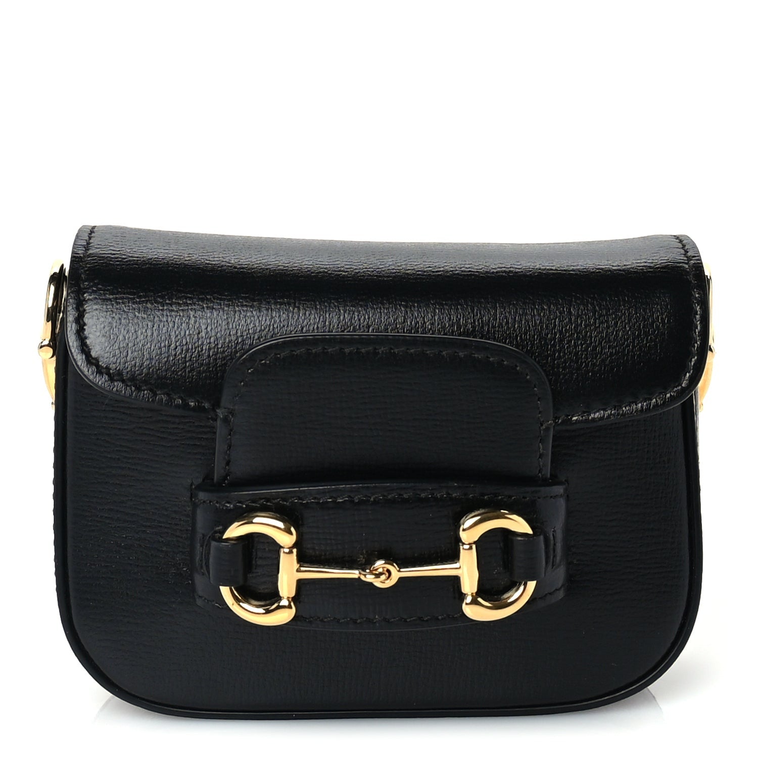 Gucci Azalea Calfskin Horsebit 1955 Super Mini Crossbody Bag Black