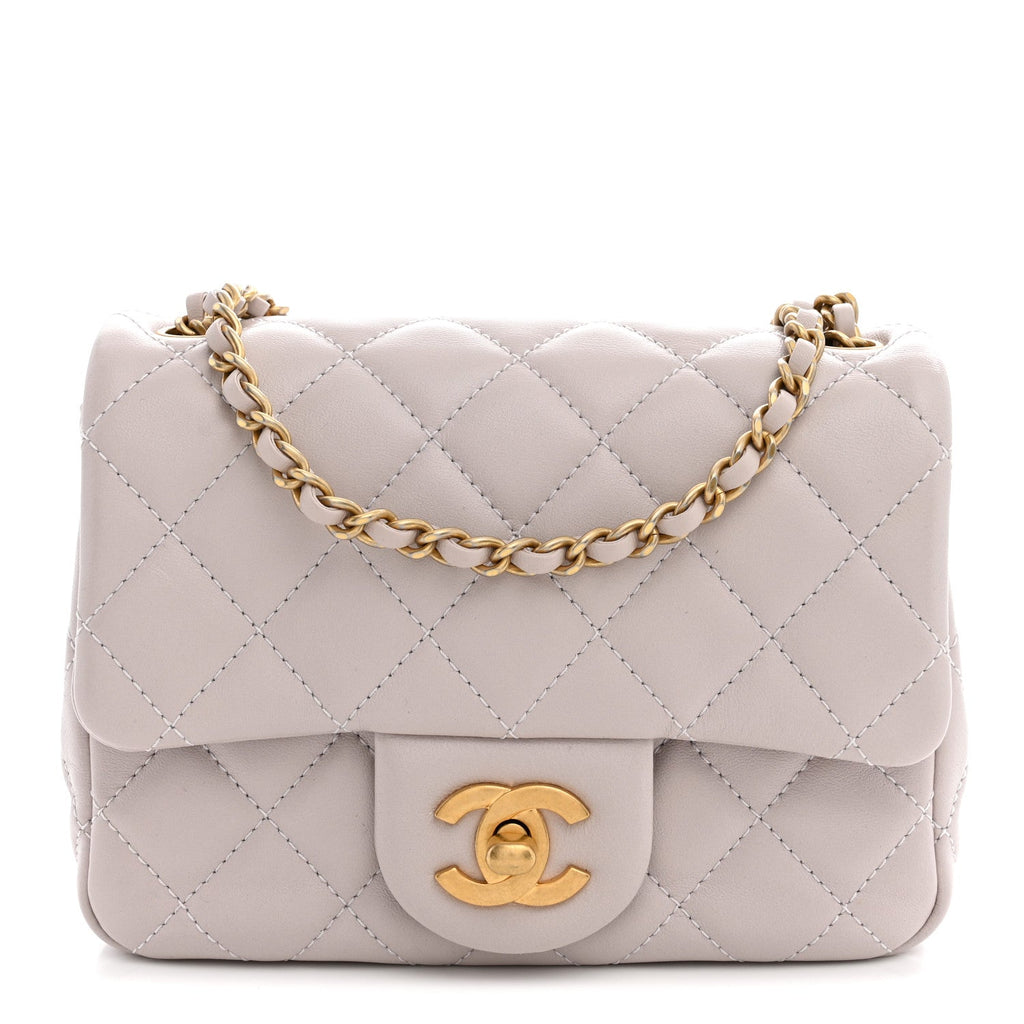 Chanel Lambskin Quilted CC Pearl Crush Mini Flap Light Purple