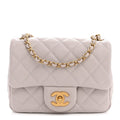 Chanel Lambskin Quilted CC Pearl Crush Mini Flap Light Purple
