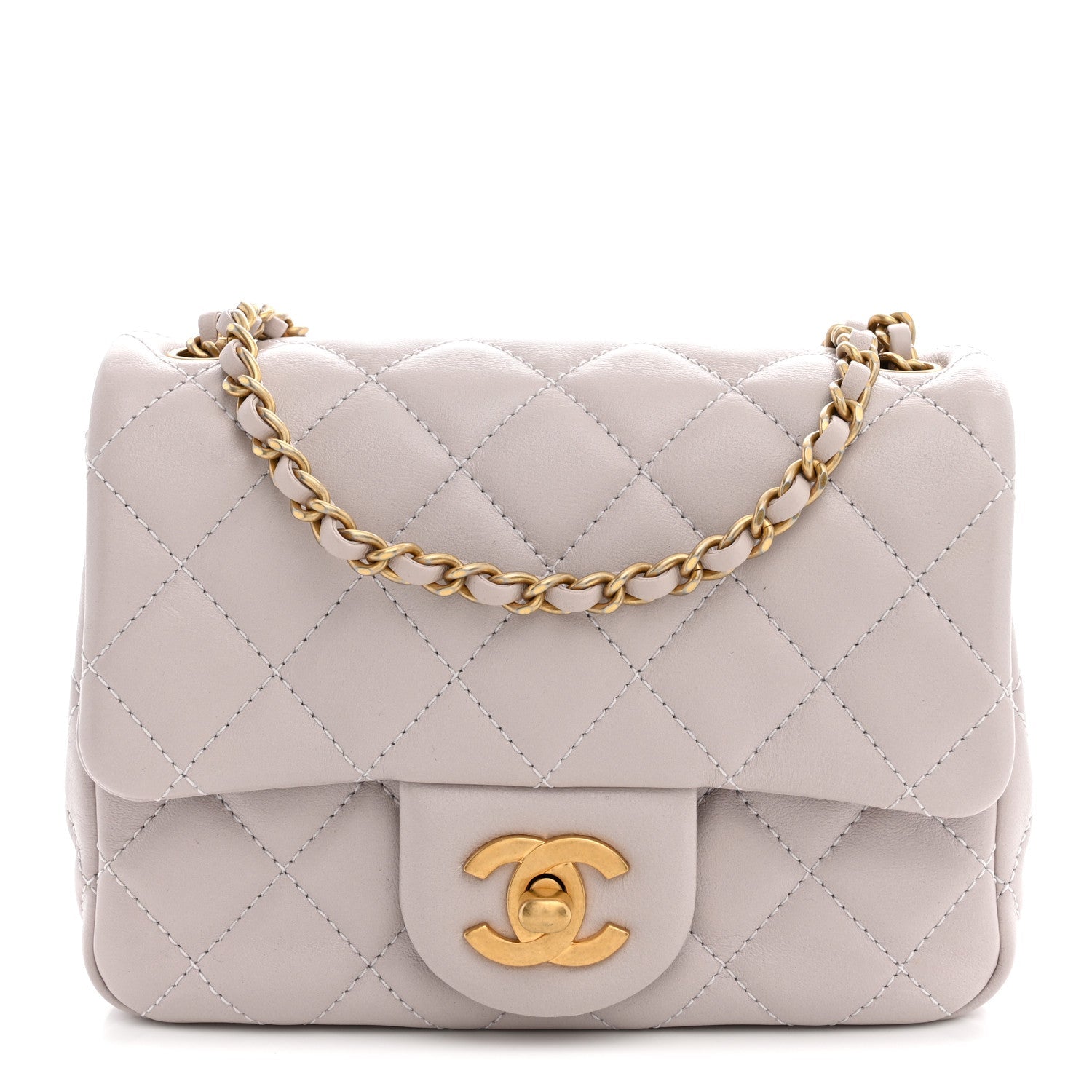 Chanel Lambskin Quilted CC Pearl Crush Mini Flap Light Purple