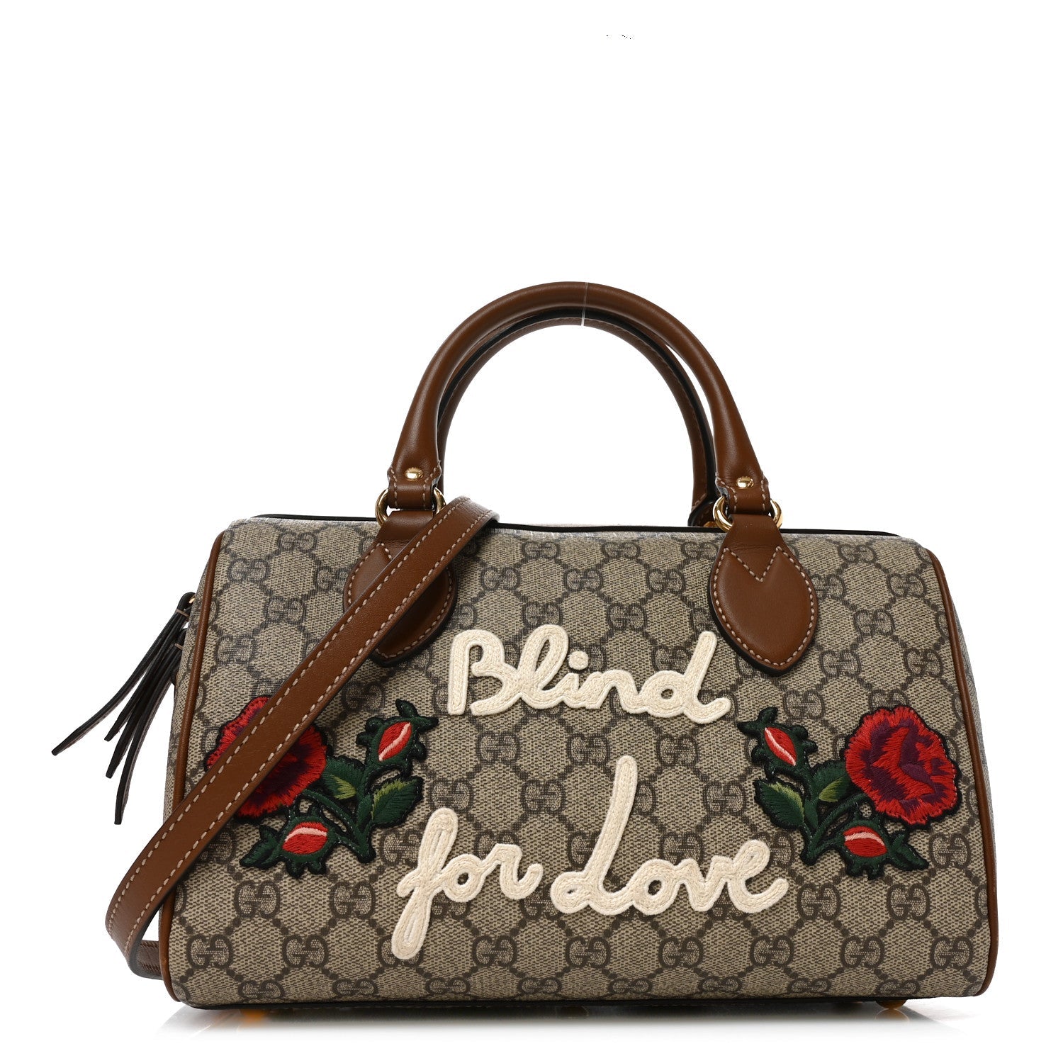 Gucci GG Supreme Monogram Blind for Love Embroidered Small Boston Beige Tuscany