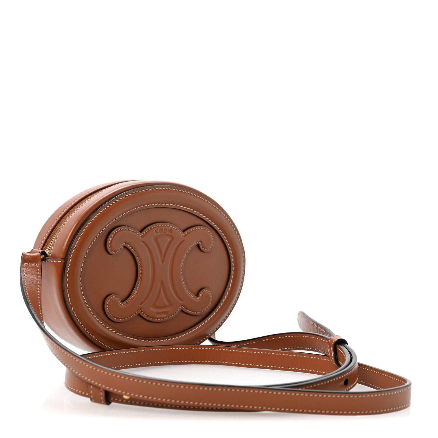 Celine Smooth Calfskin Cuir Triomphe Oval Bag Tan