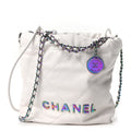 Chanel Shiny Calfskin Quilted Rainbow Mini Chanel 22 White