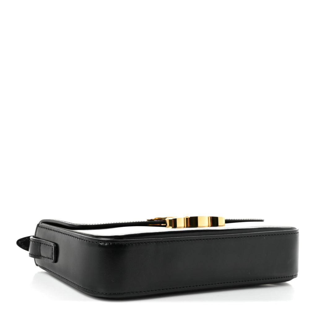 Celine Shiny Calfskin Triomphe Shoulder Bag Black