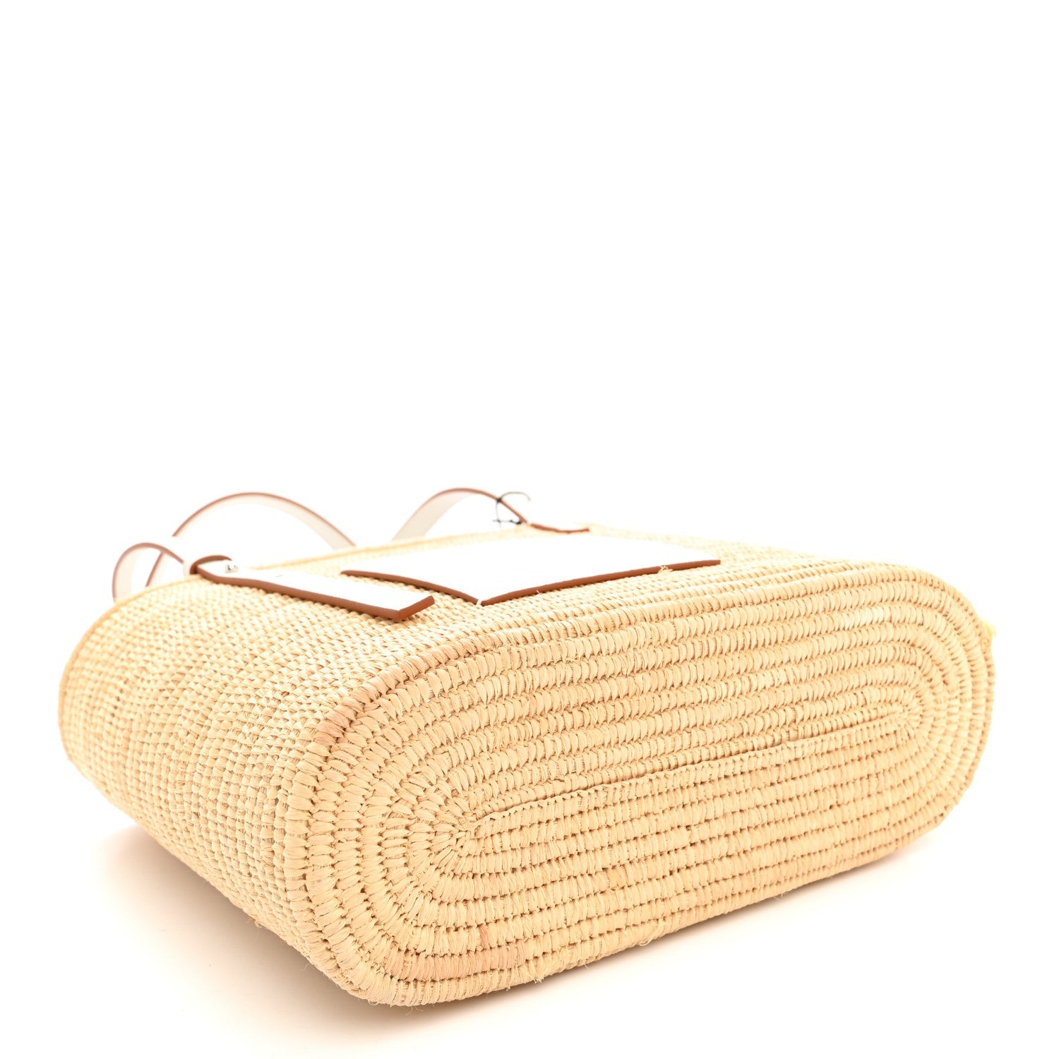 Loewe Raffia Square Small Basket Tote Bag Natural White