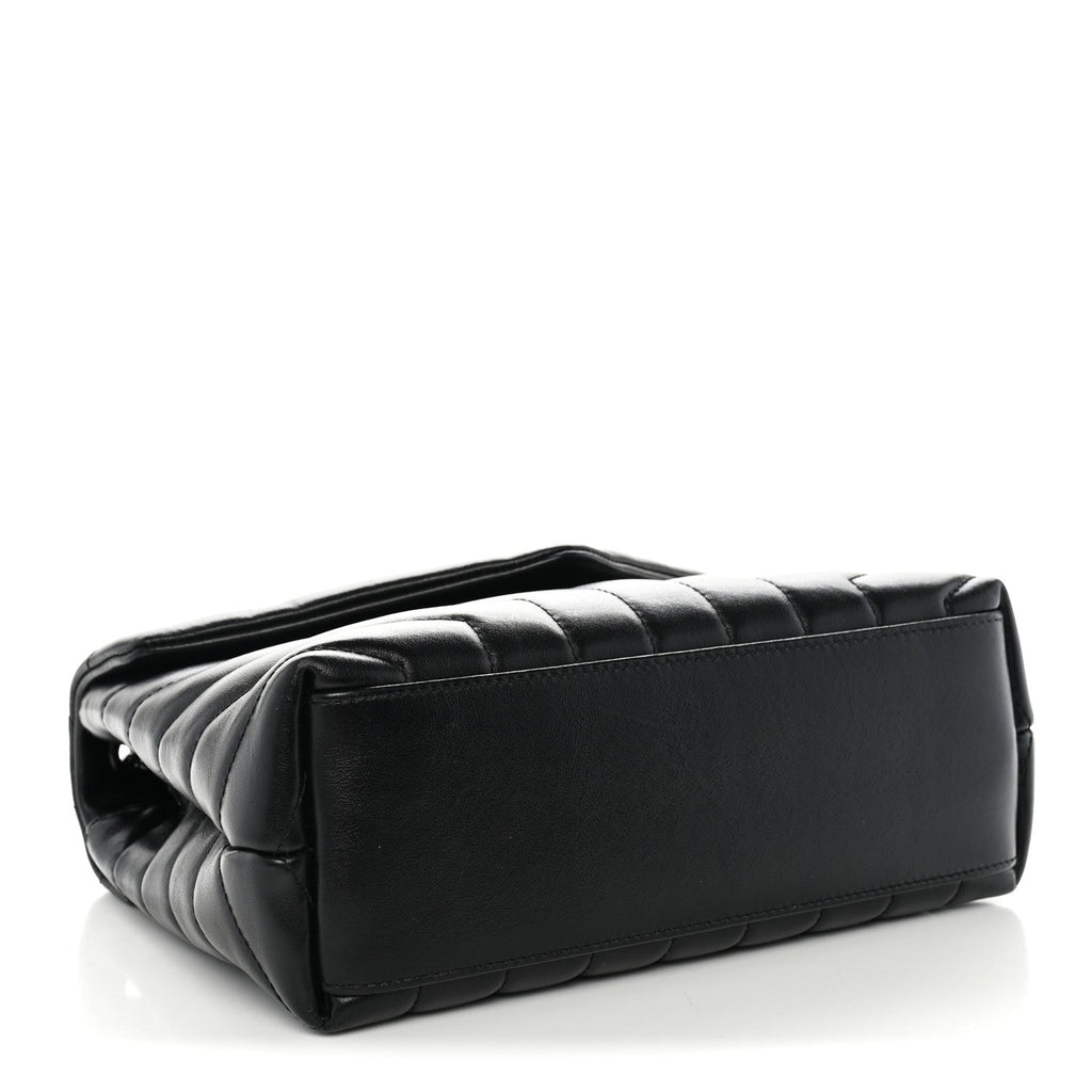 Saint Laurent Calfskin Y Quilted Monogram Monochrome Small Loulou Chain Satchel Black