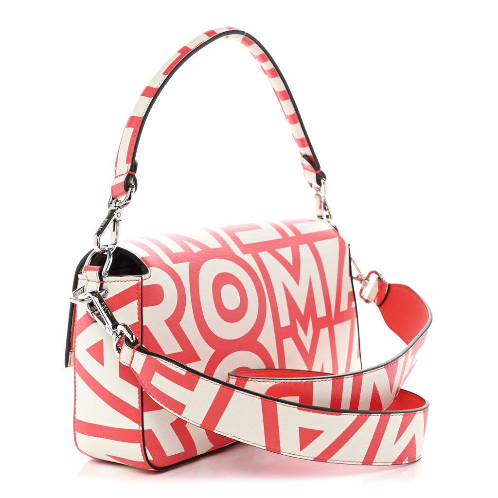 Fendi X MARC JACOBS Vitello Seta Logo Print Baguette Glow Coral White