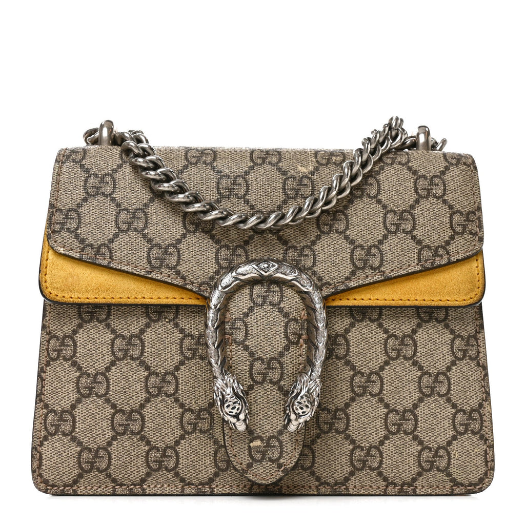 Gucci GG Supreme Monogram Mini Dionysus Shoulder Bag Yellow