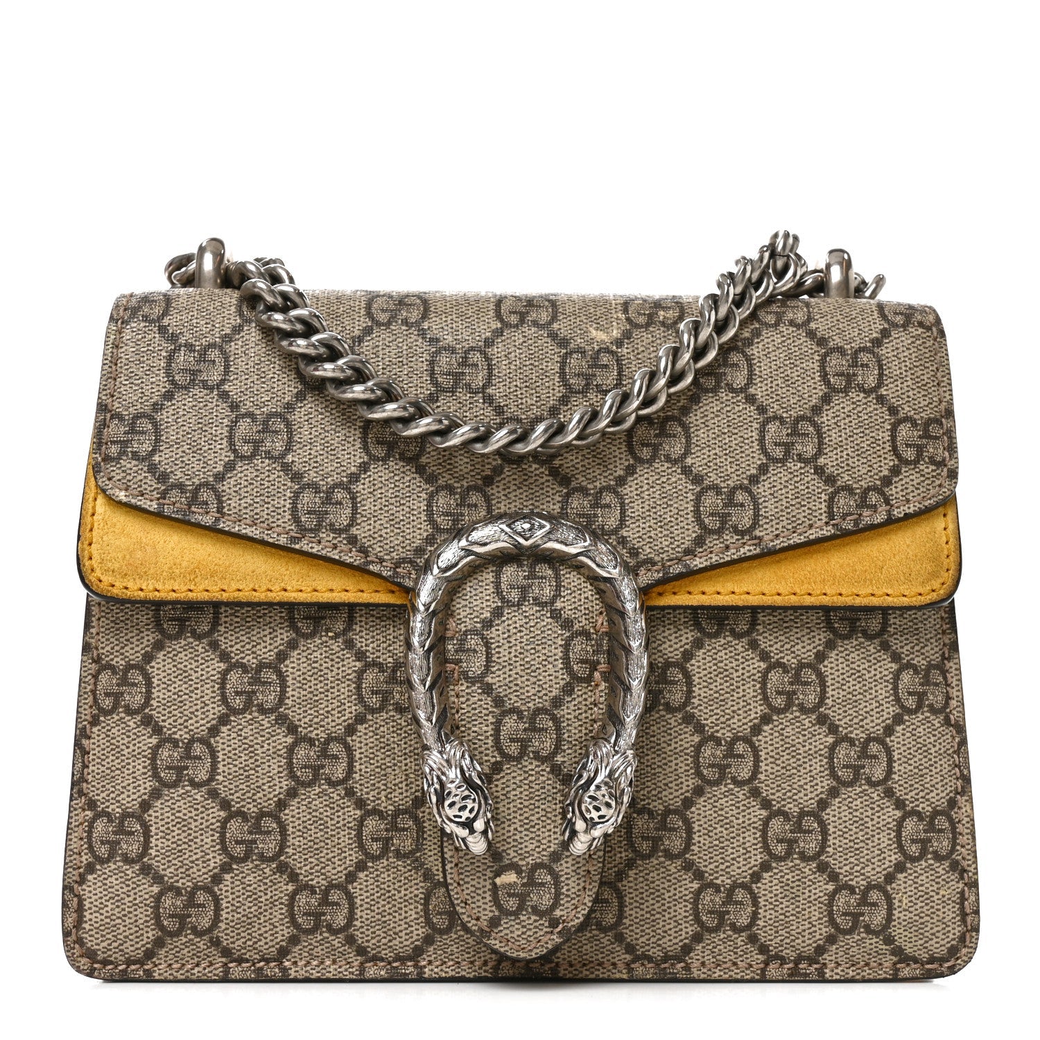 Gucci GG Supreme Monogram Mini Dionysus Shoulder Bag Yellow