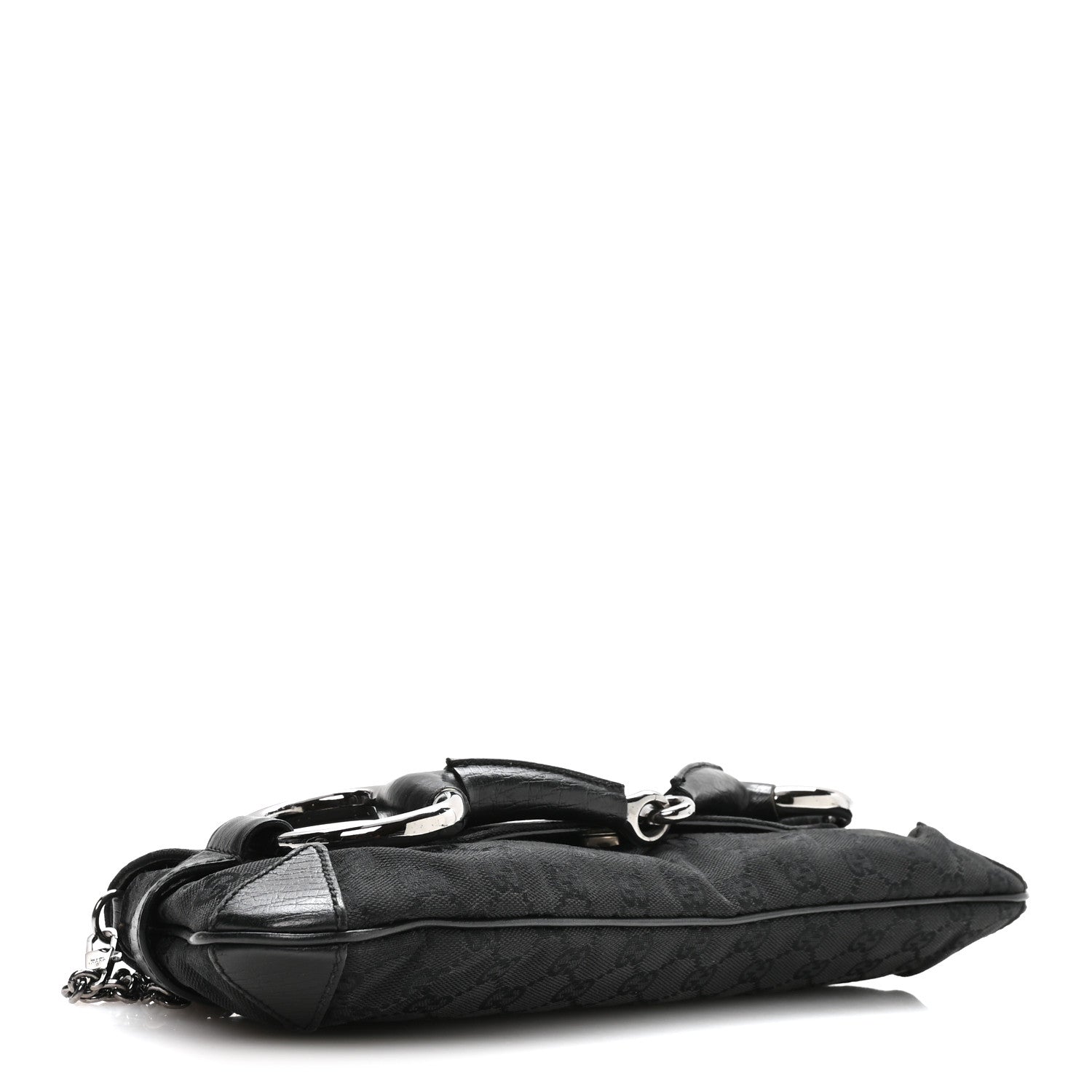 Gucci Monogram Horsebit Chain Clutch Black