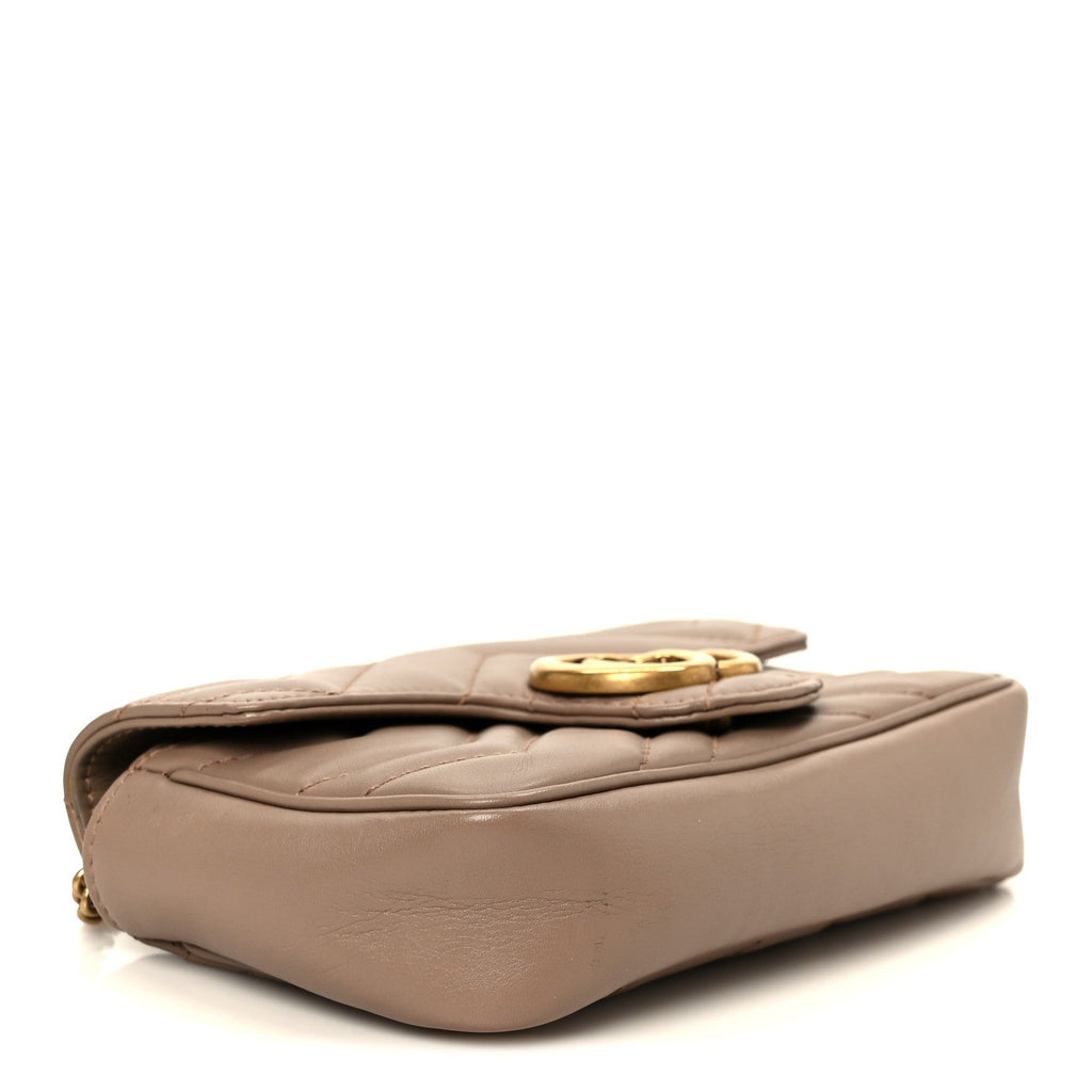 Gucci Calfskin Matelasse Super Mini GG Marmont Shoulder Bag Porcelain Rose