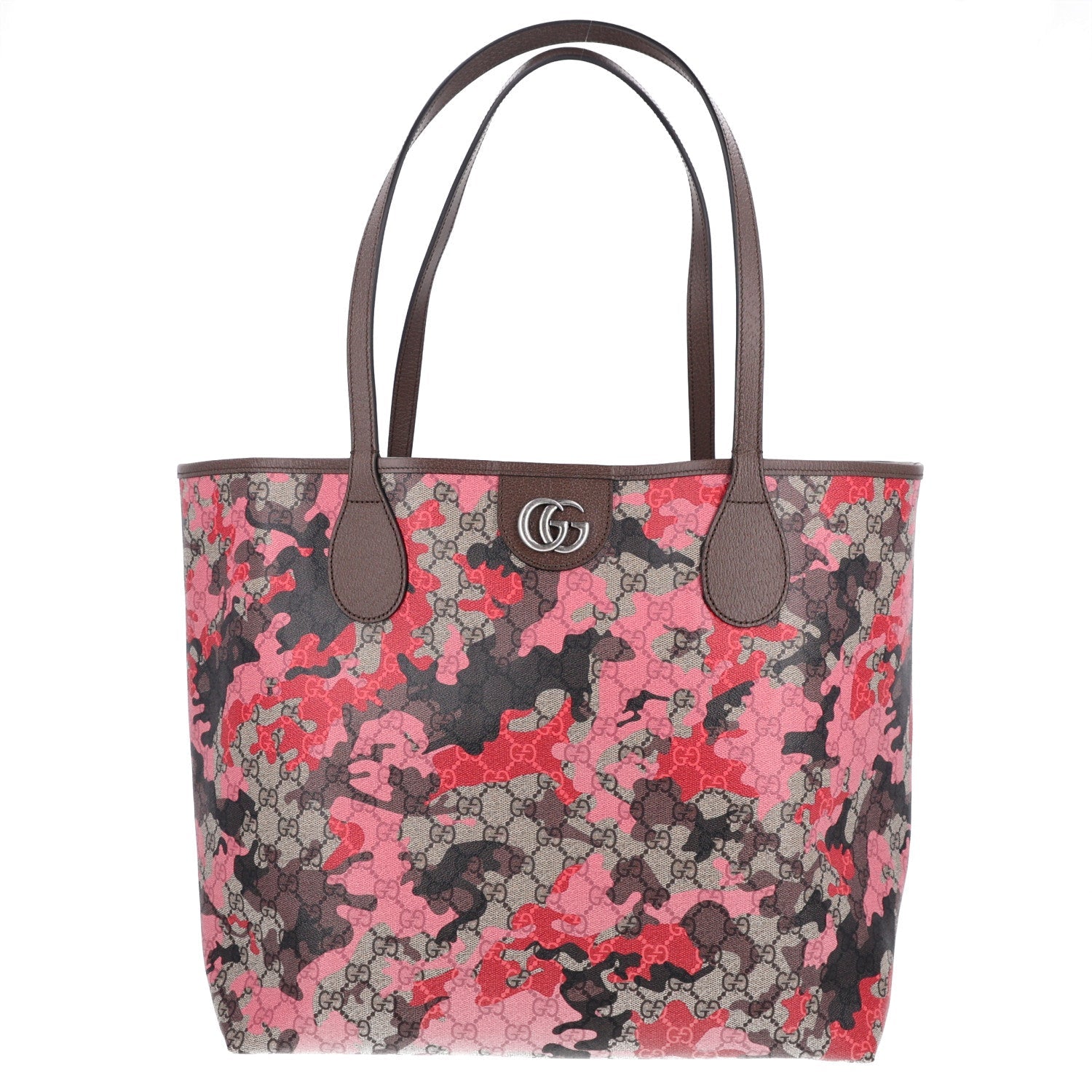 Gucci GG Supreme Monogram Camouflage Tote Pink Red