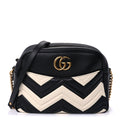 Gucci Calfskin Matelasse Medium GG Marmont Chain Shoulder Bag Black White