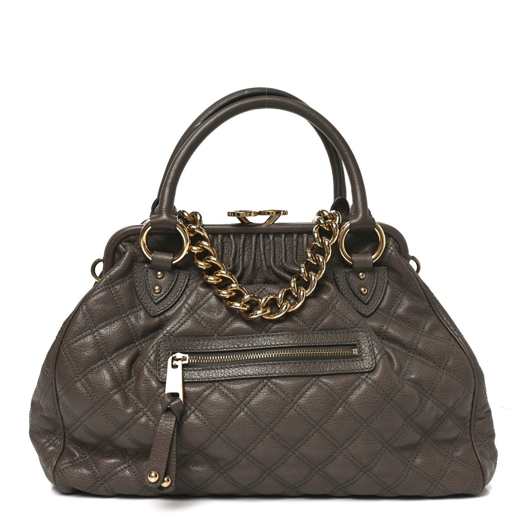 Calfskin Quilted Stam Brown