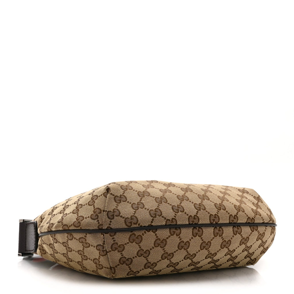 Gucci Monogram Web Medium Half Moon Hobo Dark Brown