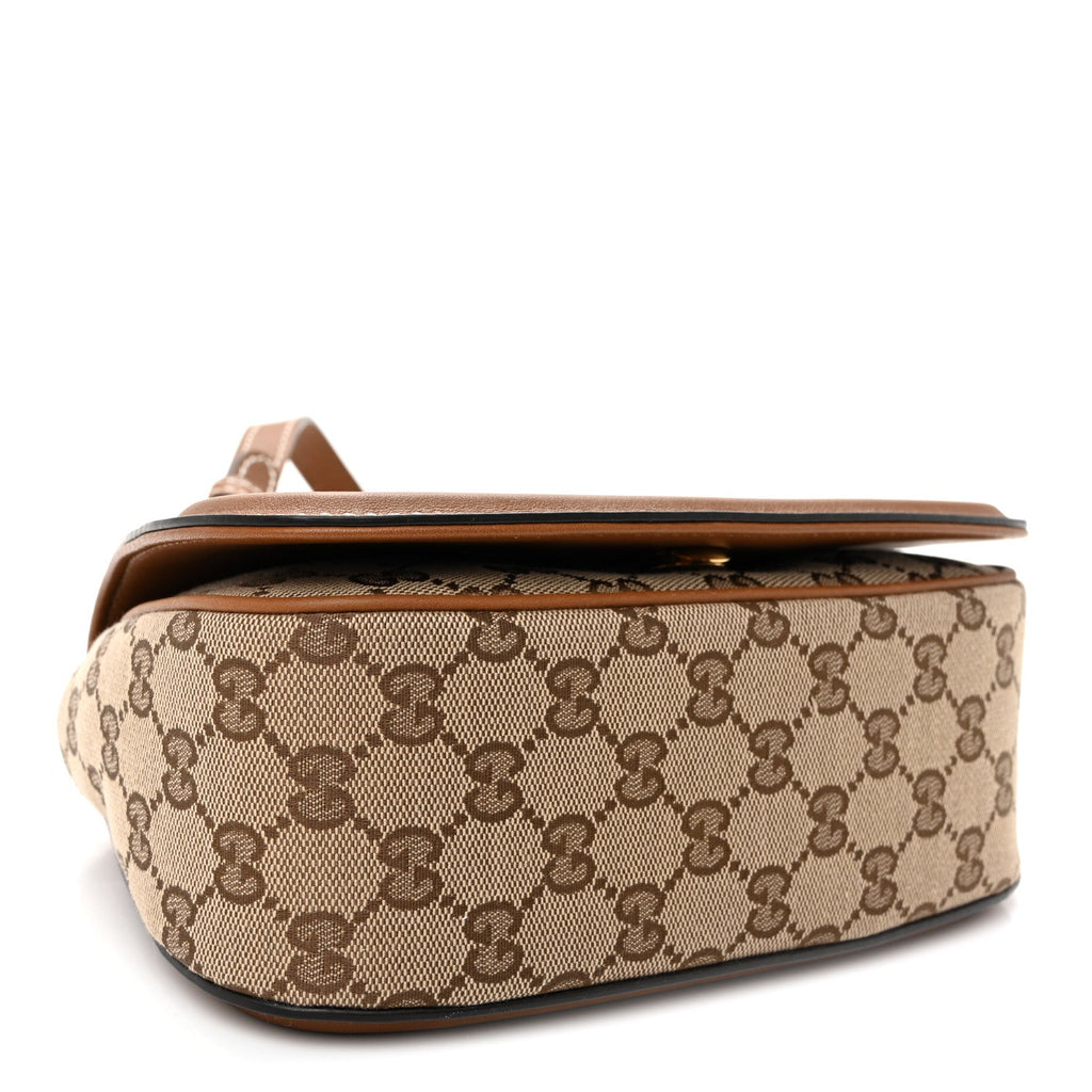 Gucci GG Supreme Monogram Calfskin Blondie Small Shoulder Bag Beige Brown