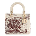 Dior Calfskin Embroidered Medium Toile De Jouy Lady Dior White Red