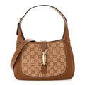Gucci Raffia GG Supreme Monogram Calfskin Small Jackie 1961 Hobo Natural