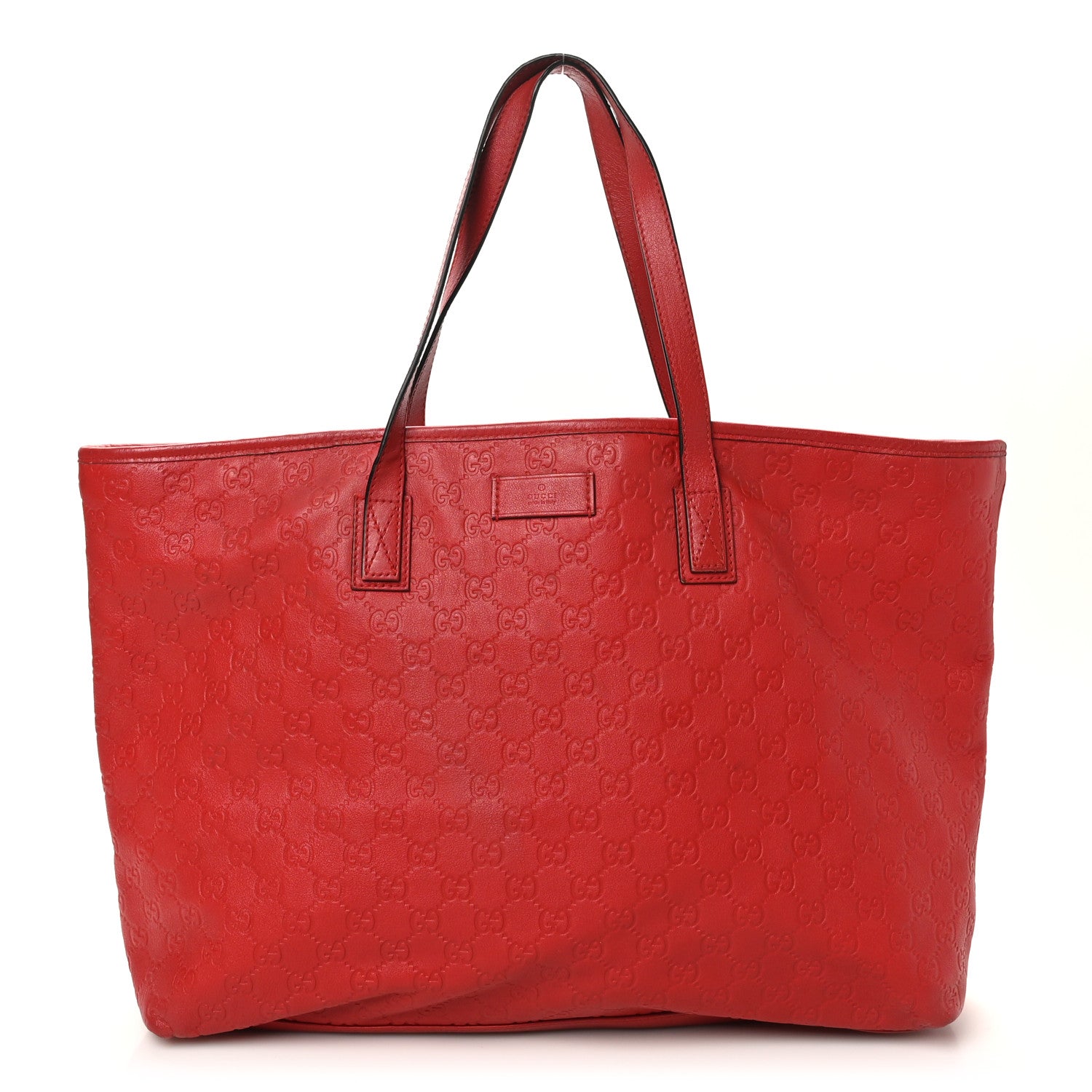 Gucci Guccissima Large Zippered Shopping Tote Red