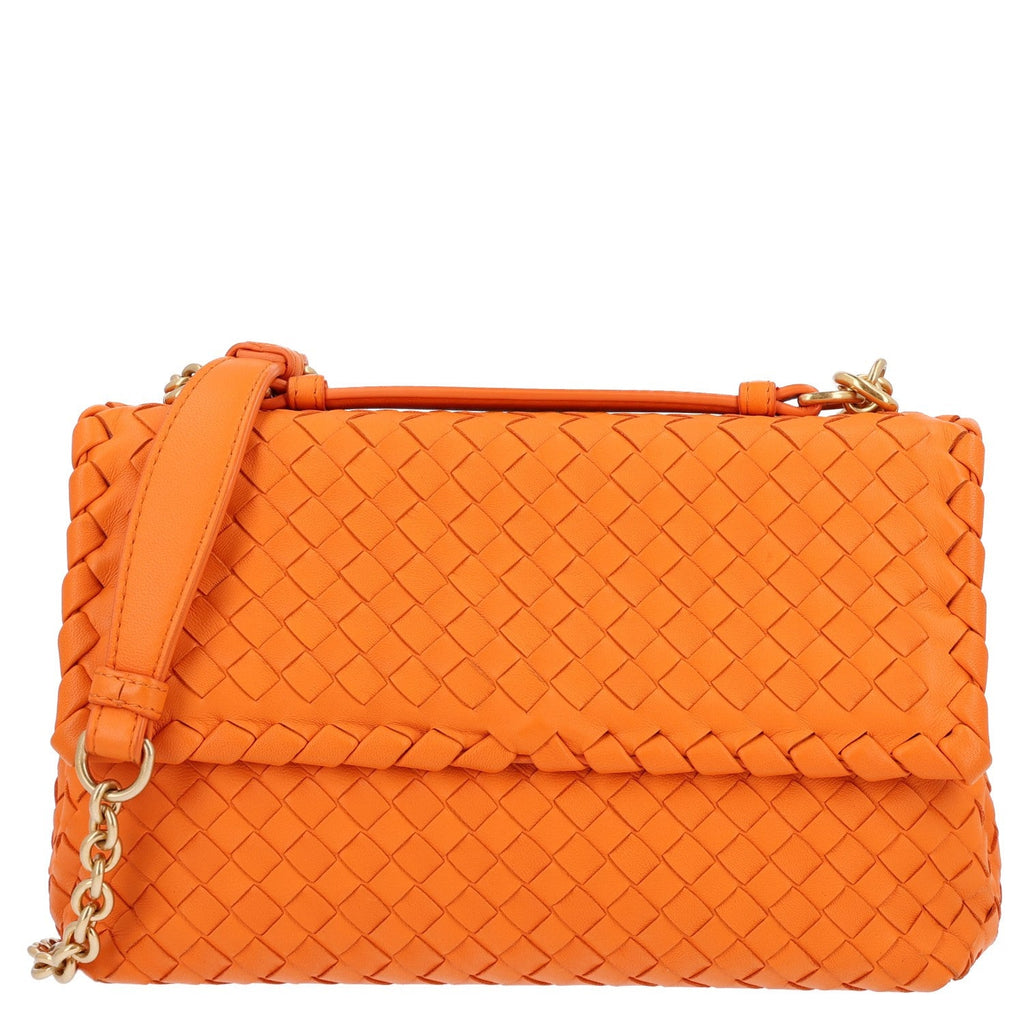 Bottega Veneta Nappa Intrecciato Baby Olimpia Shoulder Bag Orange