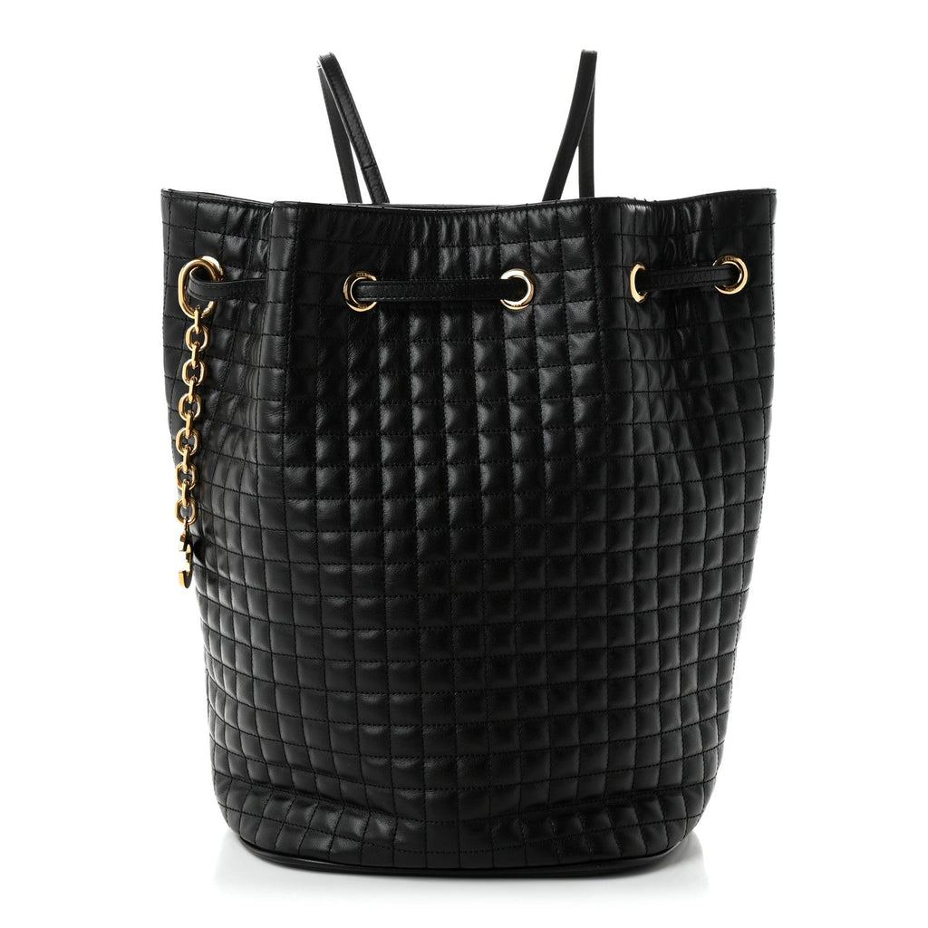 Celine Calfskin Quilted Small C Backpack Black Black