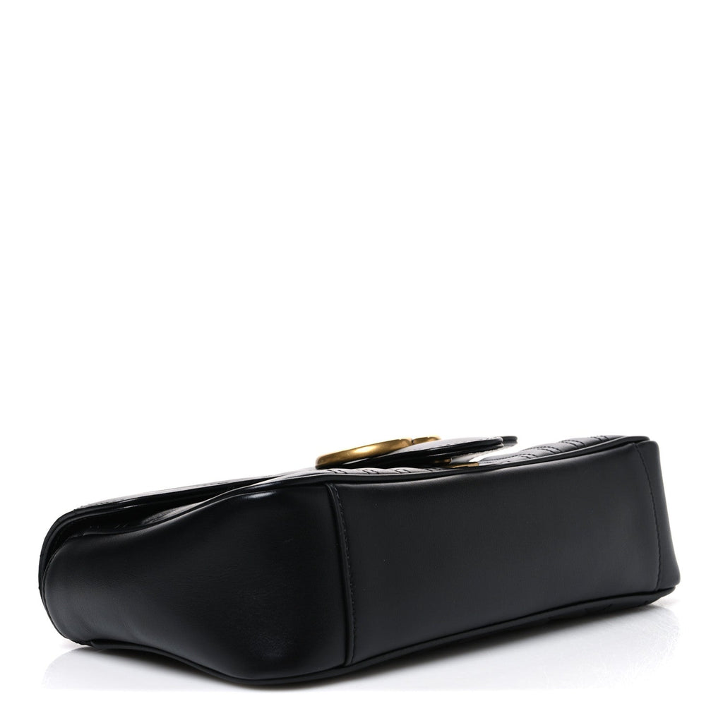 Gucci Calfskin Matelasse Small GG Marmont Shoulder Bag Black