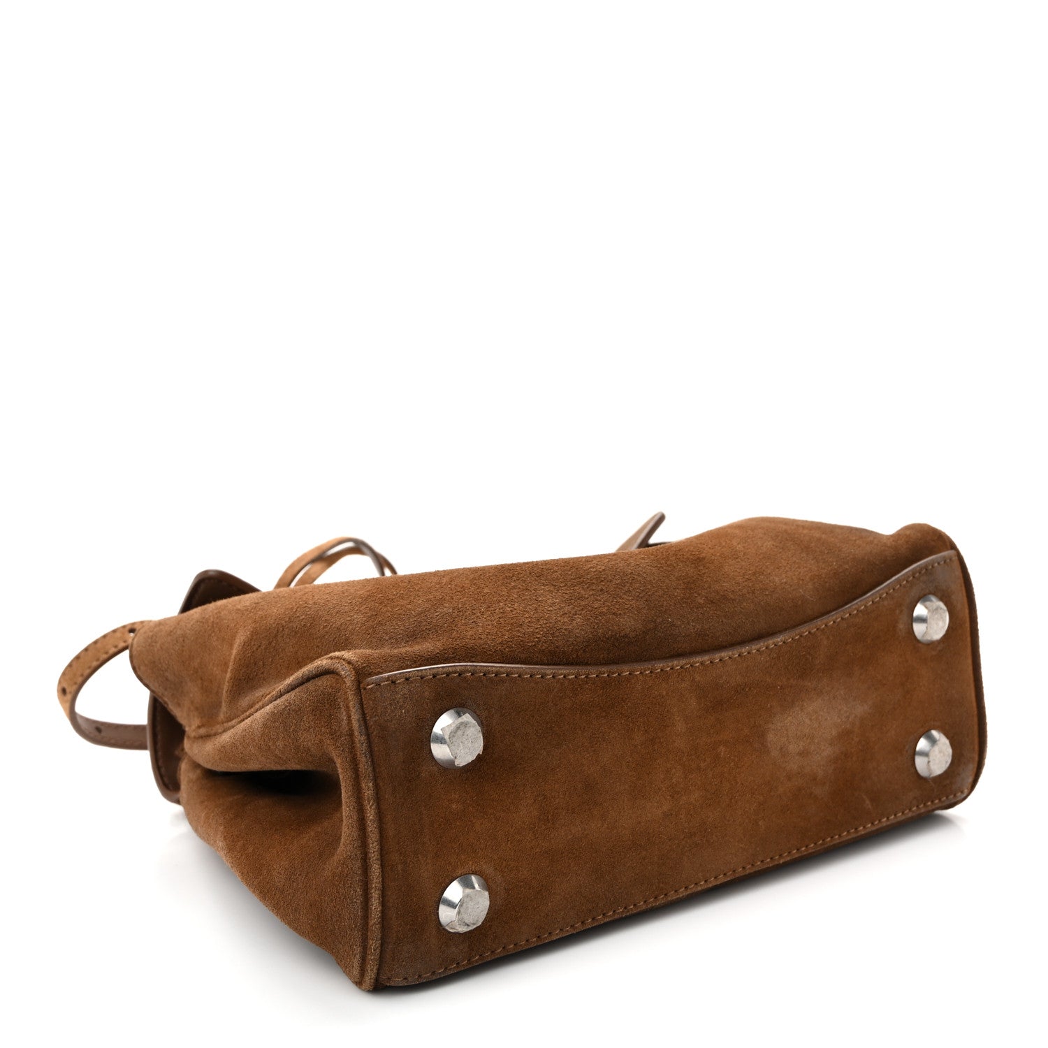 Balenciaga Waxed Suede Mini Rodeo Top Handle Handbag Camel