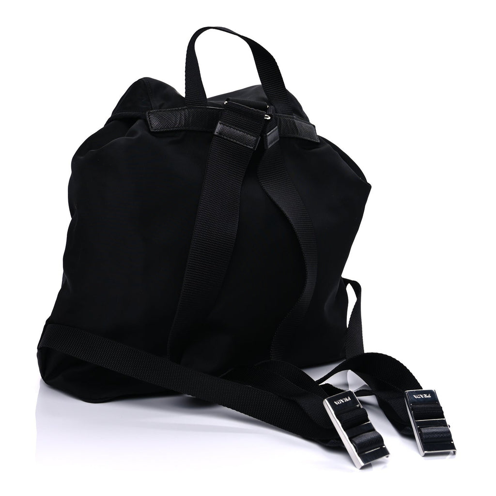 Prada Tessuto Nylon Saffiano Vela Backpack Black