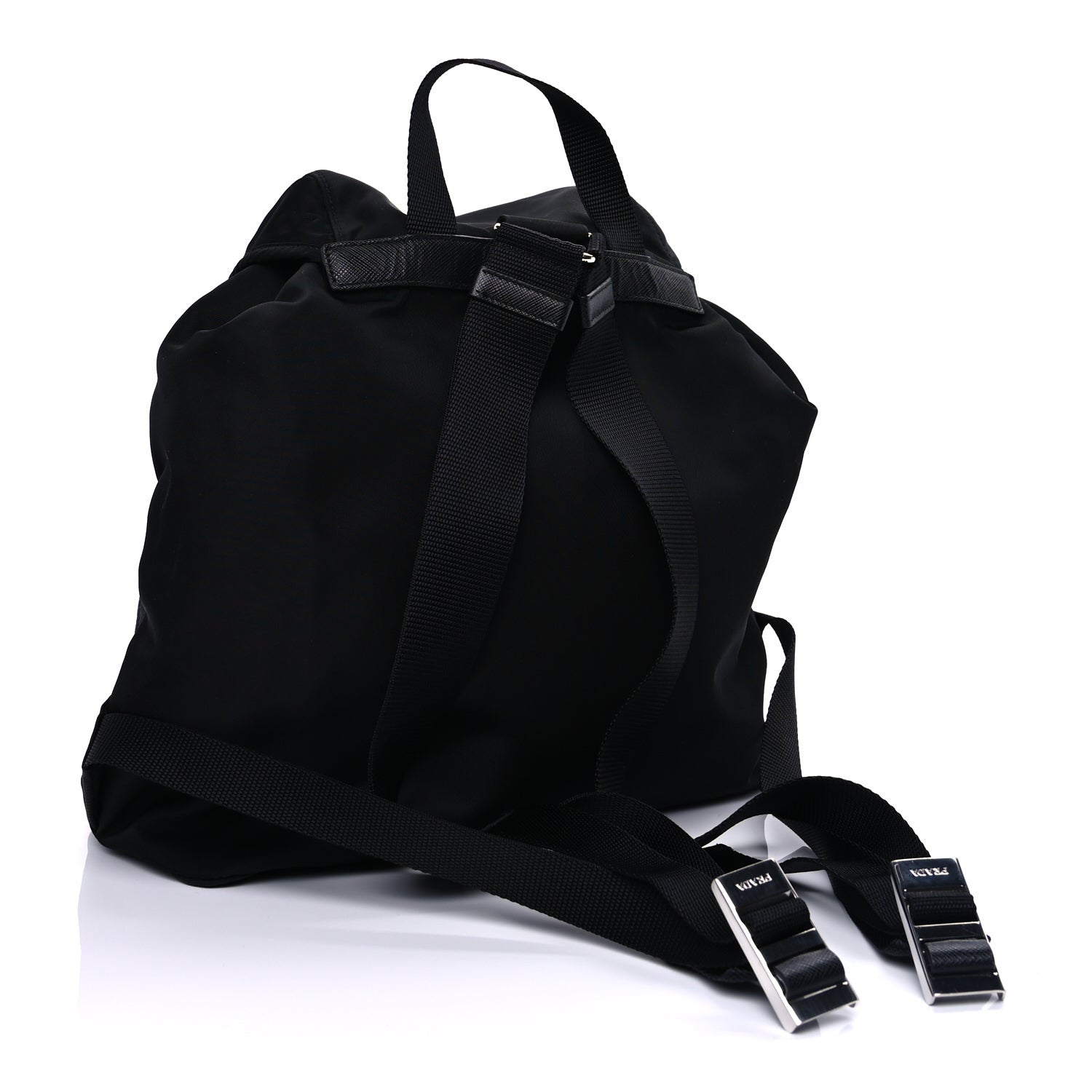 Prada Tessuto Nylon Saffiano Vela Backpack Black
