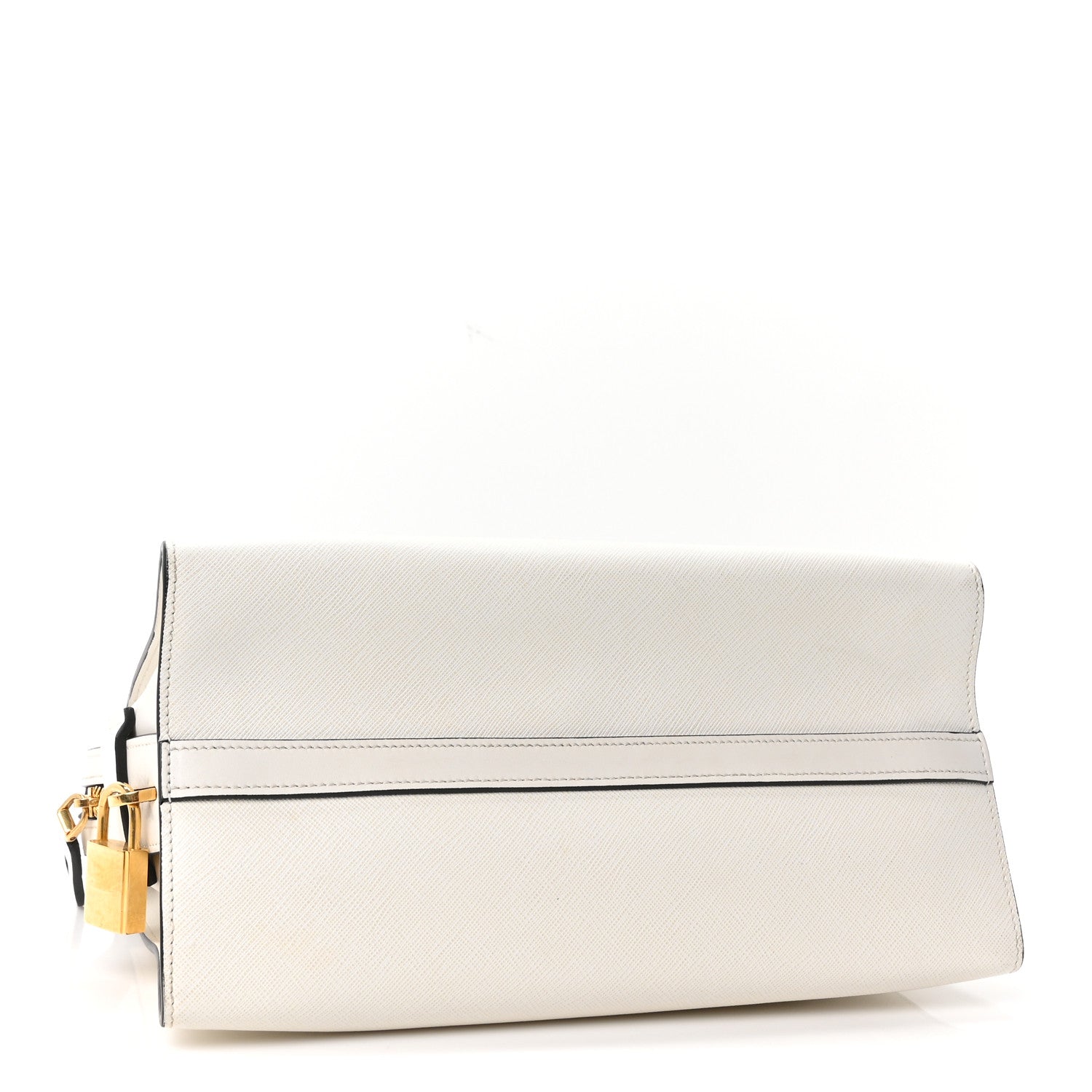 Prada Saffiano City Calfskin Medium Esplanade White Black